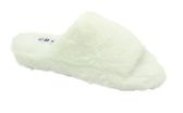 Wholesale Footwear Women's Plush Faux Fur Fuzzy Slide On Open Toe Slipper In White
