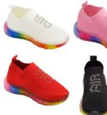 Wholesale Footwear Girls Sneakers Kids Lightweight Slip On Running Shoes Walking Shoes Breathable Tennis Shoes In Black
