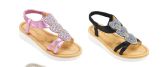 Wholesale Footwear Girls Sandals Cute Open Toe Flats Dress Sandals Summer Shoes With Rhinestone Hearts