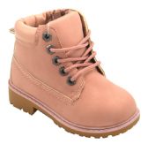 Wholesale Footwear Girls Snow Boots Comfortable Outdoor Anti Slip Ankle Boots Suede Warm Booties Lace Up In Pink