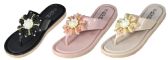 Wholesale Footwear Women's Mini Wedge Gizeh Slide Sandals With Jewel And Flower Embellishment