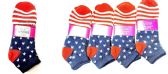 Women Ankle Socks American Flag Design Assorted Color Size 9 - 11