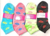 Women Ankle Socks Kiss Design Assorted Color Size 9 - 11