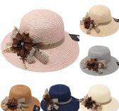 Women Mix Color Floral Band Summer Paper Hats