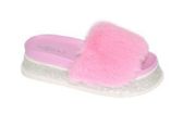 Womens Sliders Comfy Soft Plush Open Toe Indoor Outdoor Bedroom Pink Size 5-10
