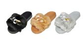 Wholesale Footwear Women's Barbados Slide Sandals With Faux Fur Strap And Chain Link Embellishment