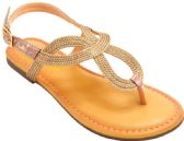 Wholesale Footwear Flat Sandals For Women With Strap In Champagne Color Size 6-11