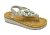 Wholesale Footwear Platform Sandals For Women Bohemian Flowers Rhinestone Soft Sole Open Toe Casual Chain In Silver Color Size 5-10