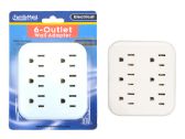 Outlet Adapter 6 Plugs White Clr Print Fm Logo