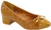Wholesale Footwear Womens Toe Low Block Chunky Heels Dress Pumps Shoes In Tan Color Size 5-11