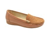 Wholesale Footwear Womens Leather Loafers & Slip - Ons Flats Driving Walking Casual Soft Sole Shoes Color Tan Size 5-10