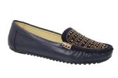Women Classic Leather Loafers Shoes Comfort Walking Moccasins Soft Sole Shoes Color Blue Size 5-10