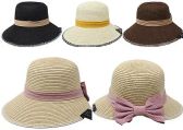 Women Mix Color Two Tone Ribbon Paper Beach Hat