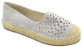 Wholesale Footwear Women Closed Toe Slip On Casual Espadrilles Loafer Flat Comfort Shoes Color Silver Size 5-10