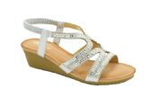 Wholesale Footwear Women Sandals Summer Flat Ankle T-Strap Thong Elastic Beach Shoes Color Silver Size 5 -10