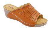 Wholesale Footwear Fashion Women Sandals Tan Color Round Toe Thick Platform Heels Sandals Color Tan Size 7-11