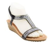 Wholesale Footwear Fashion Rhinestone Platform Sandals For Women Ankle Strap Sole Open Toe In Color Black Size 5-10