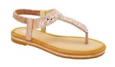 Wholesale Footwear Flat Fashion Rhinestone Sandals For Women In Rose Gold Color Size 5-10