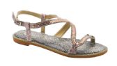 Wholesale Footwear Fashion Flat Sandals Rhinestone For Women Sole Open Toe In Color Pink Size 5-10