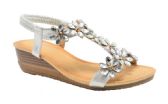 Wholesale Footwear Fashion Rhinestone Platform Sandals For Women Ankle Strap Sole Open Toe In Color Silver Size 5-10