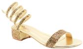 Wholesale Footwear Open Toe Low Block Chunky Heel Sandals For Women In Gold Color Size 5-10
