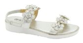 Wholesale Footwear Fashion Sandals Flowers Rhinestone For Women Sole Open Toe In Color Silver Size 5-10