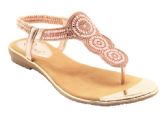 Wholesale Footwear Fashion Flat Sandals For Women Sole Open Toe In Color Champagne Size 5-10