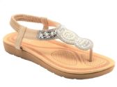 Wholesale Footwear Fashion Flat Sandals For Women Sole Open Toe In Color Beige Size 5-10