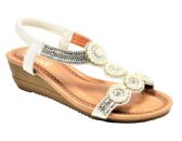 Wholesale Footwear Women Fashion Rhinestone Platform Sandals Peep Toe White Color Size 5-10