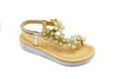 Wholesale Footwear Fashion Sandals Flowers Rhinestone For Women Sole Open Toe In Color Gold Size 5-10