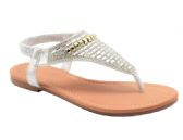 Wholesale Footwear Fashion Flat Sandals For Women Sole Open Toe In Color Silver Size 5-10