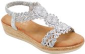 Wholesale Footwear Fashion Rhinestone Sandals For Women Ankle Strap Sole Open Toe In Color Silver Size 5-10
