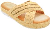 Wholesale Footwear Women Summer Beach Casual Comfortable Cross Band Slide Sandals Color Beige Size 5-10