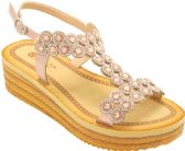 Wholesale Footwear Women Wide Platform, Sandals Open Toe Color Champagne Size 5-10