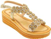 Wholesale Footwear Women Wide Platform, Sandals Open Toe Color Gold Size 5-10