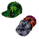 Snap Back Flat Bill Hat Silky Psychedelic Marijuana Assorted Colors