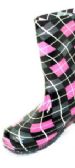 Wholesale Footwear Kids Black Pink Checkered Vendetta Rainboots