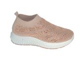 Wholesale Footwear Womens Sneakers Breathable Trainers Fashion Rhinestone Mesh Running Shoes Slip On Lightweight Comfortable In Pink