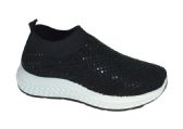 Wholesale Footwear Womens Sneakers Breathable Trainers Fashion Rhinestone Mesh Running Shoes Slip On Lightweight Comfortable In Black
