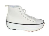 Wholesale Footwear Womens Mid Top Canvas Lace Up Sneakers In White