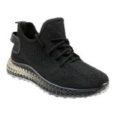 Wholesale Footwear Big Kid's Clear Sole Knitted Jogger In Black