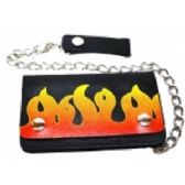 Red Flames Bi Fold Chain Wallet