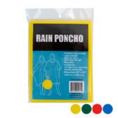 Rain Poncho W/hood Plastic 52 X 80in/60g 4ast Colors Pb Insert
