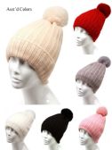 Women's Winter Knitted Pom Pom Beanie Hat with Faux Fur