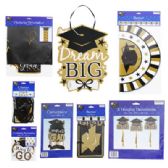 Graduation Party Decorations 8ast Black/gold Hanging/table