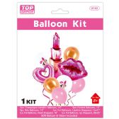 9pc V-Day Balloon Set 12/144s 37x16"/1pc Lip Stick Pink 28x2