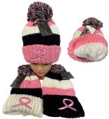 Breast Cancer Awareness Winter Pompom Hat
