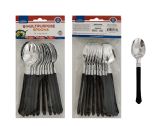 12pc Spoons Silver Plated Black Handles