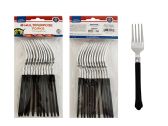 12pc Forks Silver Plated Black Handles