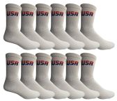 Yacht & Smith Men's Cotton Terry Cushioned Athletic White Usa Crew Socks Size 13-16